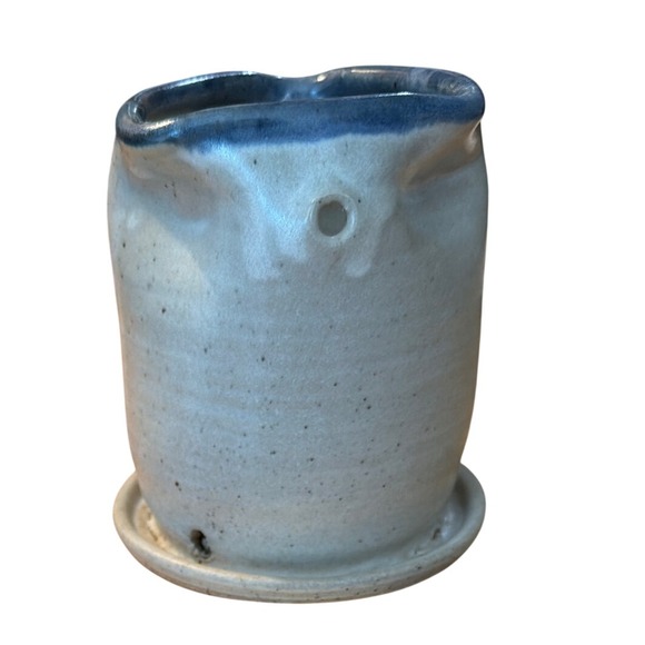 Studio Pottery Other - Studio Pottery Planter With Blue Cobalt Drip Design Unique Artist Signed‎